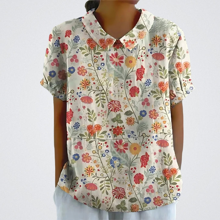 Lina | Bluza lniana w kwiaty