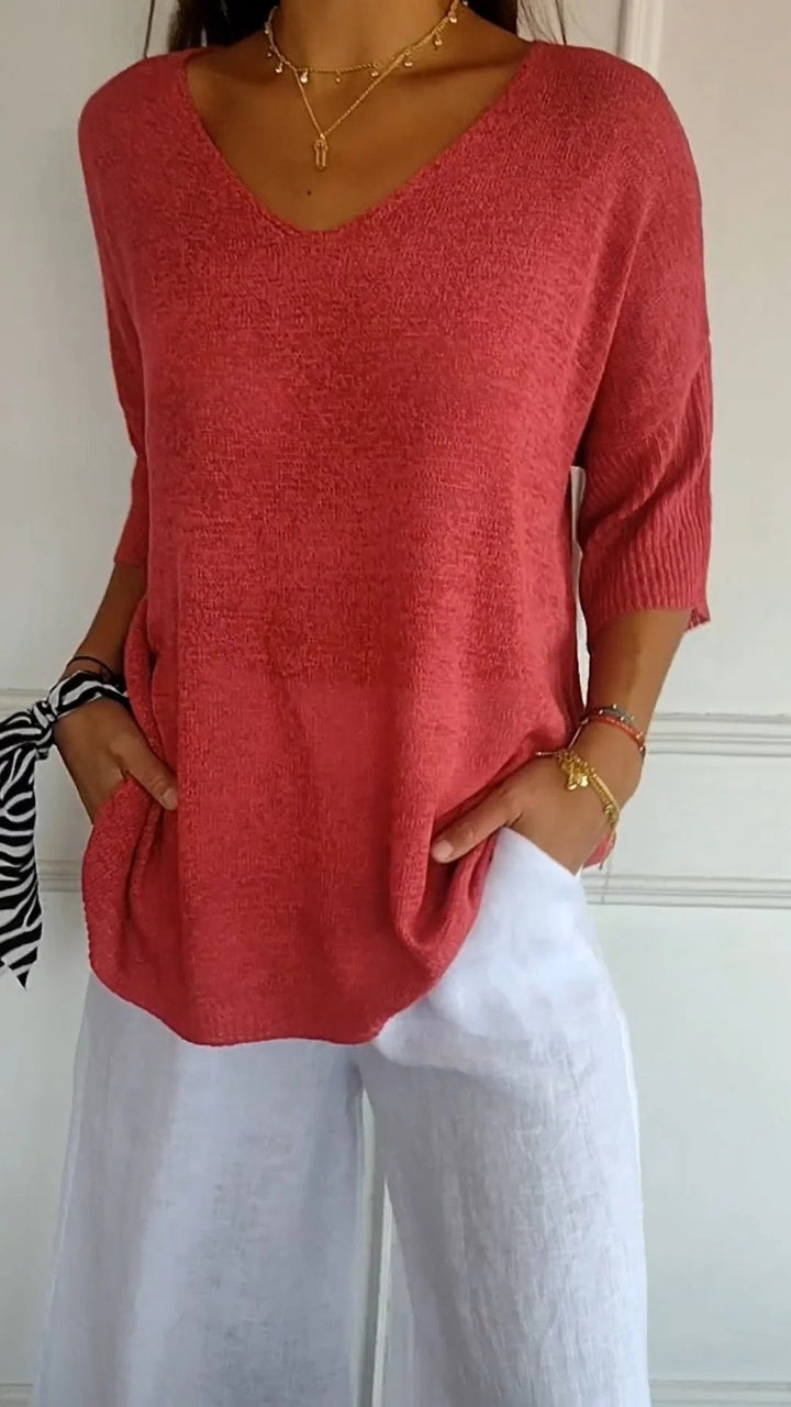 Anna | Sweter z dekoltem w serek