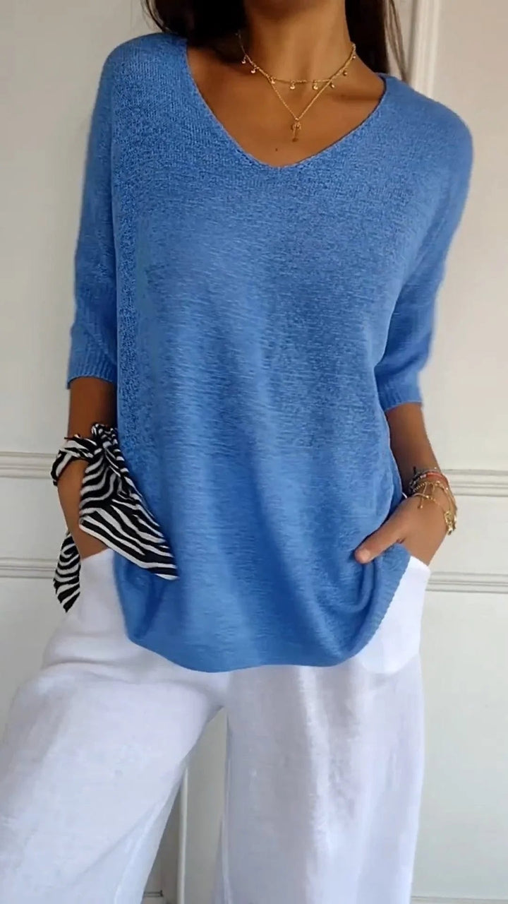 Anna | Sweter z dekoltem w serek