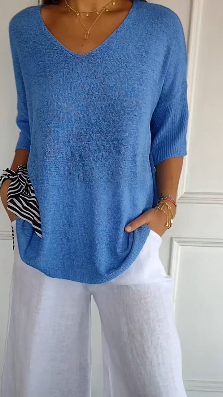 Anna | Sweter z dekoltem w serek